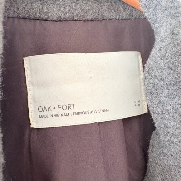 Oak and Fort Oversized Wool Blend Coat Heather Dark Grey Size S-M - Picture 9 of 10